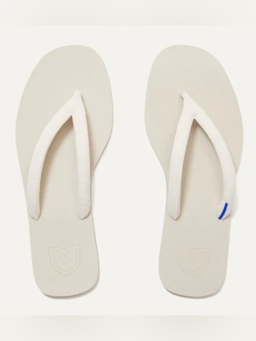 Rothy’s Women’s Flip Flop Thong Sandals White Sand Tortoise Shell Outsole Sz 9